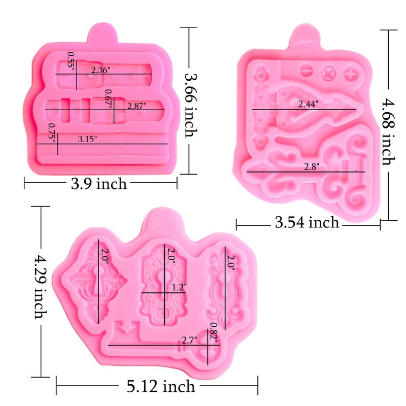 muyulin Lock Key Fondant Mold Silicone, 3 Pack Belt Clay Screws, Straps Mold for Chocolate, Cake Decorating, Cupcakes Sugarcraft Pastry Polymer Clay Resin, in Baby Birthday Party - Image 3